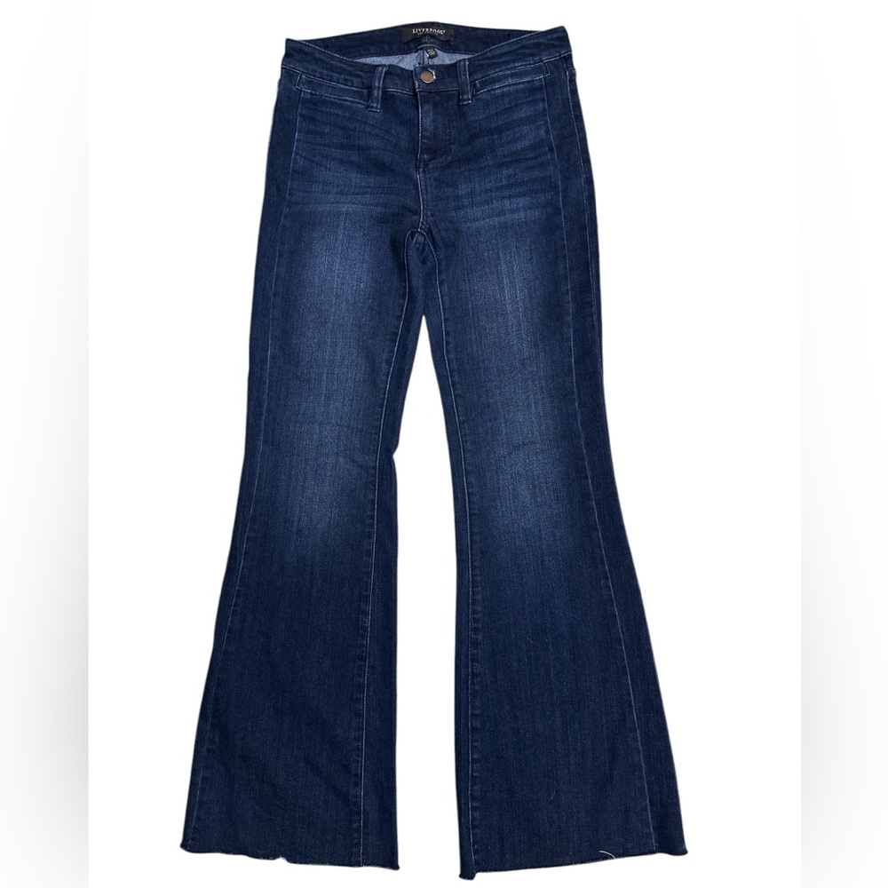 Liverpool Dark Blue Flare Wide Leg Jeans